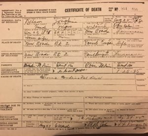 Image of Death Certificate for Josephine Nelson